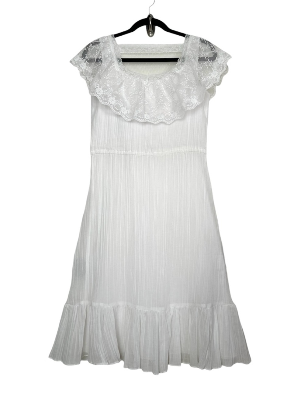 Vintage Lace Collar Ruffle Midi Dress Romantic Prairiecore Feminine Countrycore